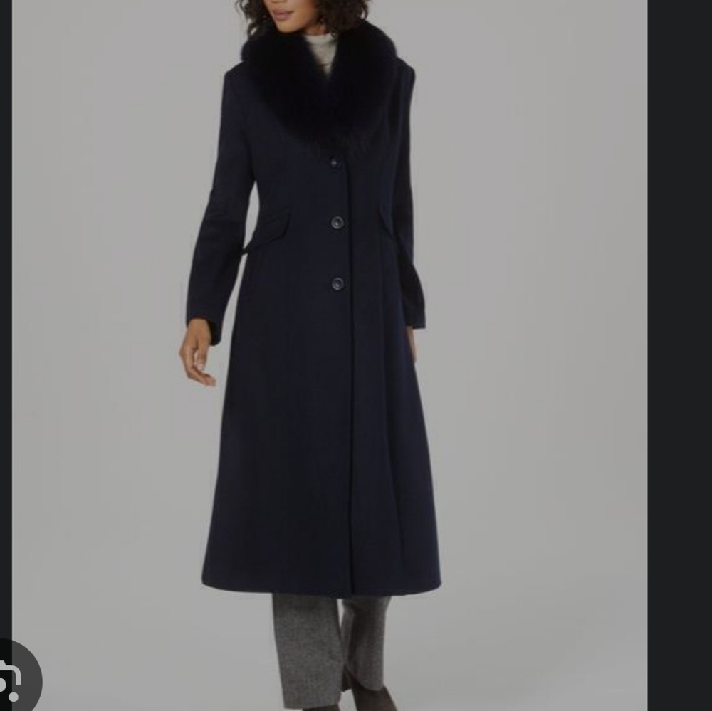 FORECASTER PLATINUM REAL FOX FUR COLLAR WOOL LINED STRUCTURED FIT COAT SZ0